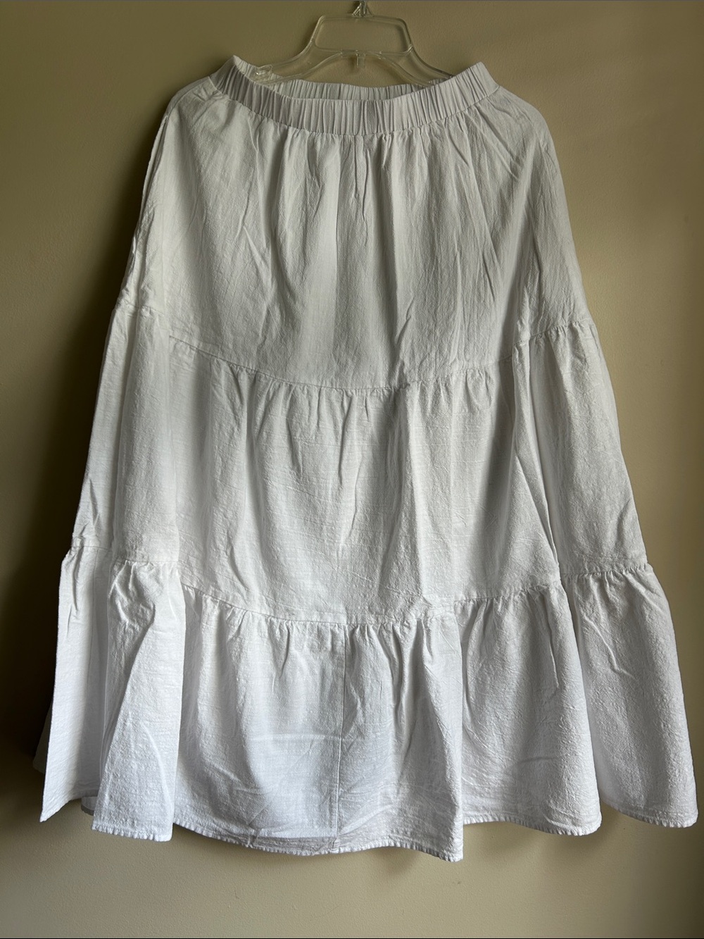 Anrabess long flowy white tiered 100% rayon maxi skirt size medium - Picture 6 of 9